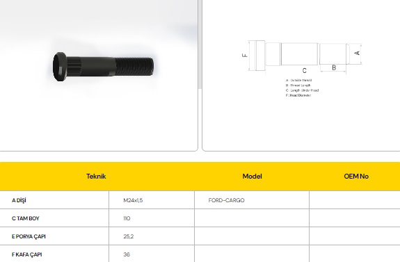 BİJON 2621-2626-3227 ARKA / TAKVİYELİ 110 MM